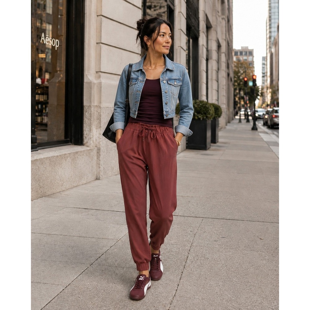 Lululemon On the Fly Jogger 7/8 Luxtreme Burgundy Red Drawstring Pants Womens